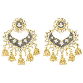Arihant Gold Plated Pearl studded Grey Chandbalis 45186