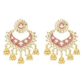 Arihant Gold Plated Pearl studded Pink Chandbalis 45187