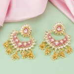 Arihant Gold Plated Pearl studded Pink Chandbalis 45187