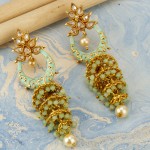 Arihant Gold Plated Pearl studded Green Chandbalis 45189