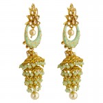 Arihant Gold Plated Pearl studded Green Chandbalis 45189