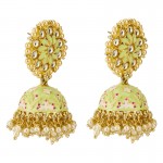 Arihant Gold Plated Pearl studded Green Jhumki Earrings 45192
