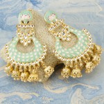 Arihant Gold Plated Pearl studded Green Chandbalis 45195