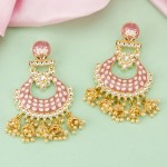 Arihant Gold Plated Pearl studded Pink Chandbalis 45196