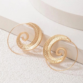 Arihant Spiral Gold Plated Circular Drop Earrings