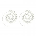 Arihant Spiral Silver Plated Circular Drop Earrings