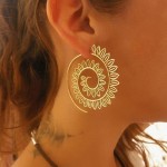 Arihant Spiral Gold Plated Circular Drop Earrings