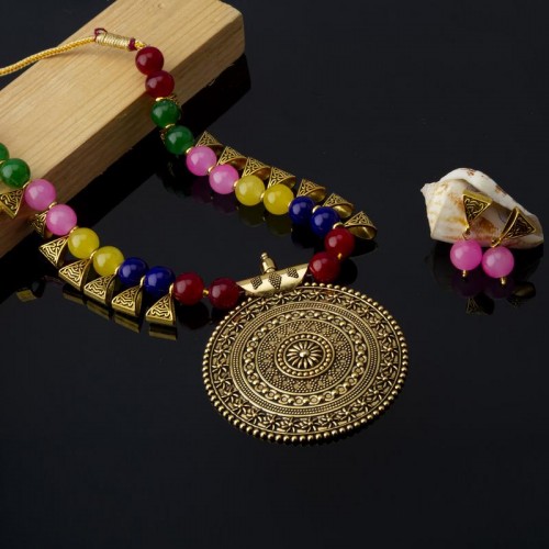 Arihant Multicolor Copper Plated Pearl Necklace Se...