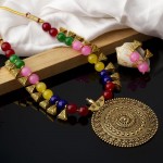 Arihant Multicolor Copper Plated Pearl Necklace Set 44001