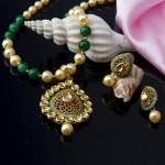 Arihant Green GP Kundan studded Pearl Necklace Set 44011