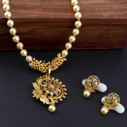 Arihant Gold-Toned GP Pearl Necklace Set 44015