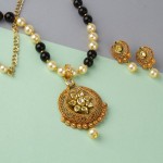 Arihant Black GP Kundan studded Pearl Necklace Set 44024