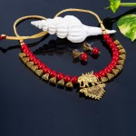 Arihant Gold-Toned GP Red Pearl Necklace Set 44039