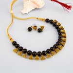 Arihant Gold-Toned GP Black Pearl Necklace Set 44041