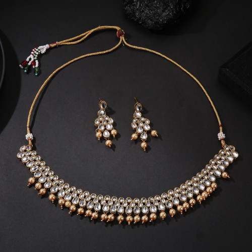 Arihant Traditional Kundan Studded Multi Layer Gold Plated Necklace Set for Women/Girls 44075