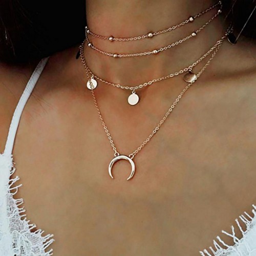 Arihant Trendy Moon Triple Layered Fashion Necklace For Women/Girls 44085