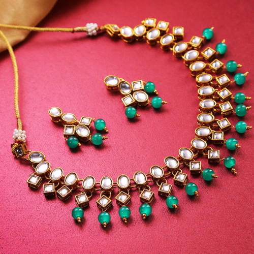 Arihant Green Gold-Plated Stone-Studded & Bead...