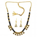 Arihant Women's Fashion Beads & Crystal Gold Plated Necklace Set for Women/Girls (Black) 44103