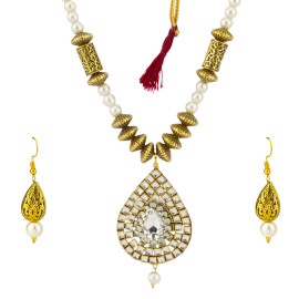 Arihant Designer Kundan & Pearl Gold Plated Delicate Necklace Set for Women/Girls 44119