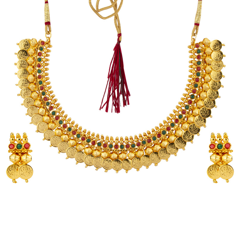 Arihant Designer Coinez Gold Plated Elegant Necklace Set for Women/Girls 44123
