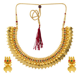 Arihant Designer Coinez Gold Plated Elegant Necklace Set for Women/Girls 44123