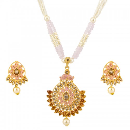 Arihant Exquisite Beads & Pearl Gold Plated Sparkling Necklace Set for Women/Girls 44129