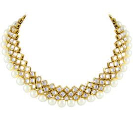 Arihant Mesmerizing Kundan & Pearl Gold Plated Fabulous Necklace Set for Women/Girls 44133