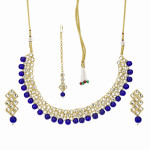 Arihant Gold Plated Kundan Studded Blue Necklace Set for Women 44134