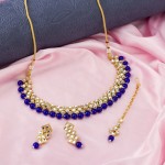 Arihant Gold Plated Kundan Studded Blue Necklace Set for Women 44134