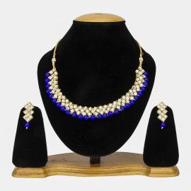 Arihant Gold Plated Kundan Studded Blue Necklace Set for Women 44134