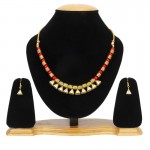 Arihant Red Gold Plated Stone Studded & Beaded Jewellery Set 44136