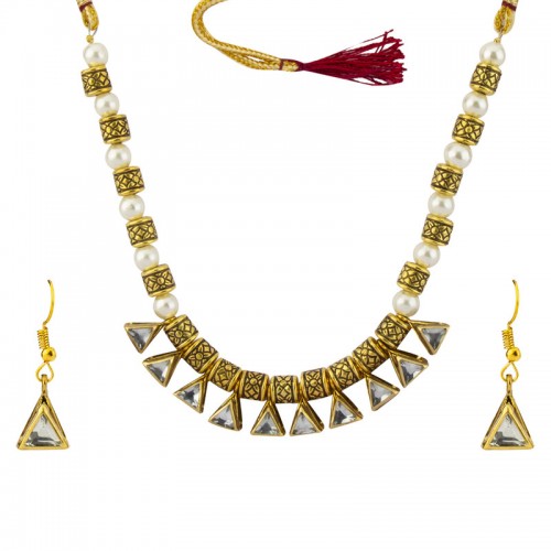 Arihant Delicate Beads & Crystal Gold Plated N...