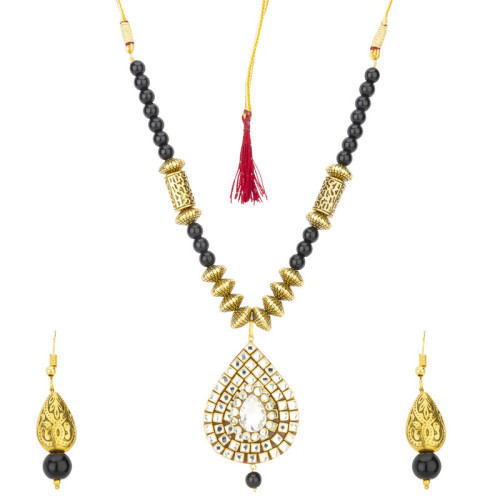 Arihant Black Gold Plated Stone Studded & Bead...