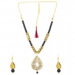 Arihant Black Gold Plated Stone Studded & Beaded Jewellery Set 44138