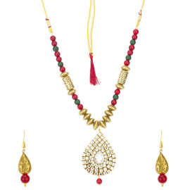 Arihant Multi Gold Plated Stone Studded & Beaded Jewellery Set 44139