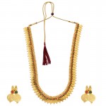 Arihant Red & Green Gold Plated Stone Studded Coin Jewellery Set 44142