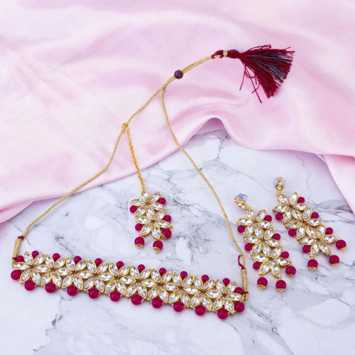 Arihant Fabulous Crystal & Beads Gold Plated J...