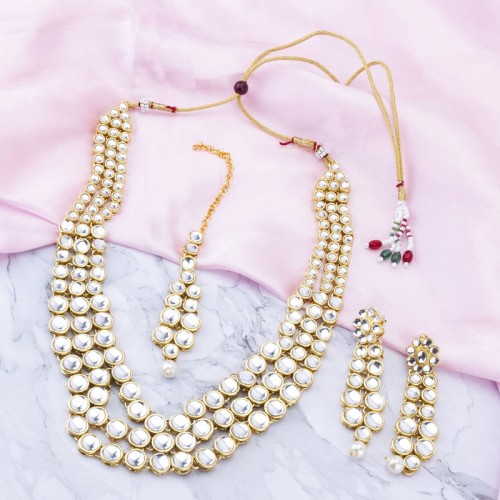 Arihant Designer Kundan Gold Plated Necklace Set for Women/Girls 44159