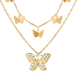 Arihant Gold Plated Butterfly Inspired Layered Necklace (CT-NCK-44165) 44165