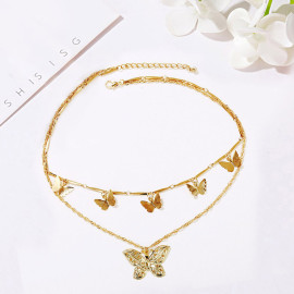 Arihant Gold Plated Butterfly Inspired Layered Necklace (CT-NCK-44165) 44165