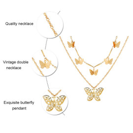 Arihant Gold Plated Butterfly Inspired Layered Necklace (CT-NCK-44165) 44165