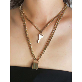 Arihant Stunning Gold Plated Lock Key Design Necklace for Women/Girls