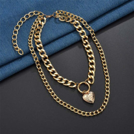Arihant Marvelous Heart Gold Plated Necklace For Women/Girls 44167