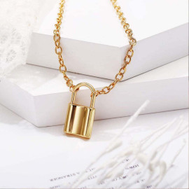 Arihant Mesmerizing Lock Design Gold Plated Necklace For Women/Girls 44169
