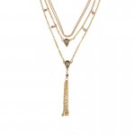 Arihant Crystal Gold Plated Multi Layers Long Chain Necklace For Women/Girls 44172