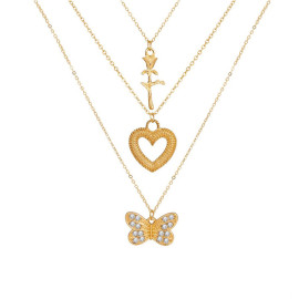 Arihant Marcelous AD Butterly Rose Gold Plated Multi Layered Necklace For Women/Girls 44206