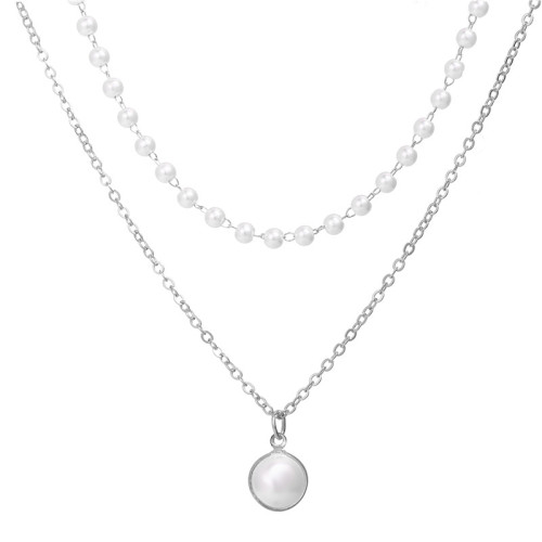 Arihant Pearl Silver Plated Double Layer Necklace ...