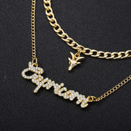 Arihant Jewellery For Women Gold Plated Capricorn Layered Necklace