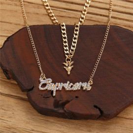 Arihant Jewellery For Women Gold Plated Capricorn Layered Necklace