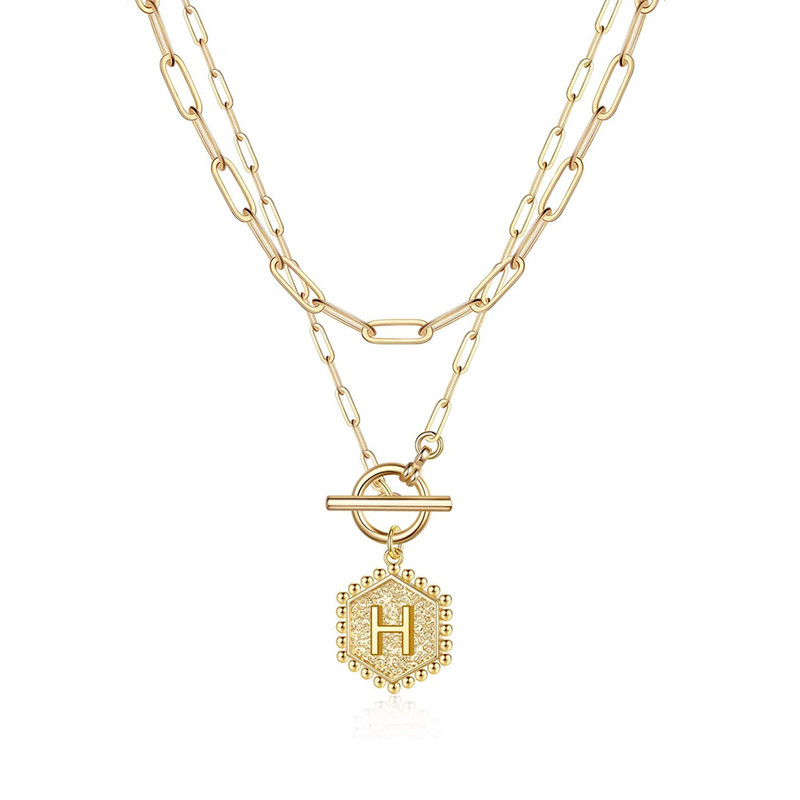 Arihant Jewellery For Women Gold Plated Alphabetical "H" Layered Necklace